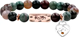 | Agate Faith Bracelet with Mustard Seed | Heart Pendant & Mountain Design | Beaded Religious Jewelry for Women & Men | Y4108