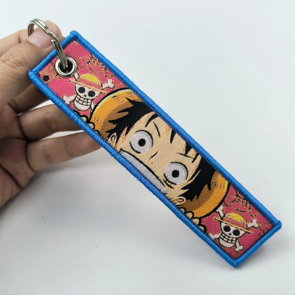 1 Pack Embroidered Anime Keychain Tag Jet Tag Key Chain with Key Ring - for Motorcycles,Car Anime Gifts