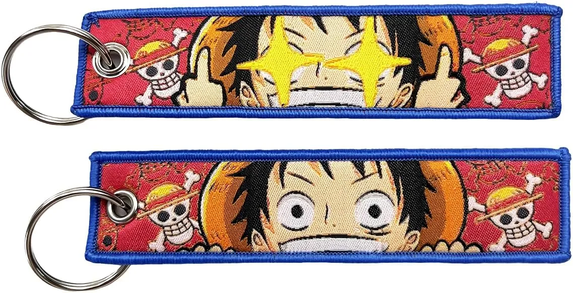 1 Pack Embroidered Anime Keychain Tag Jet Tag Key Chain with Key Ring - for Motorcycles,Car Anime Gifts