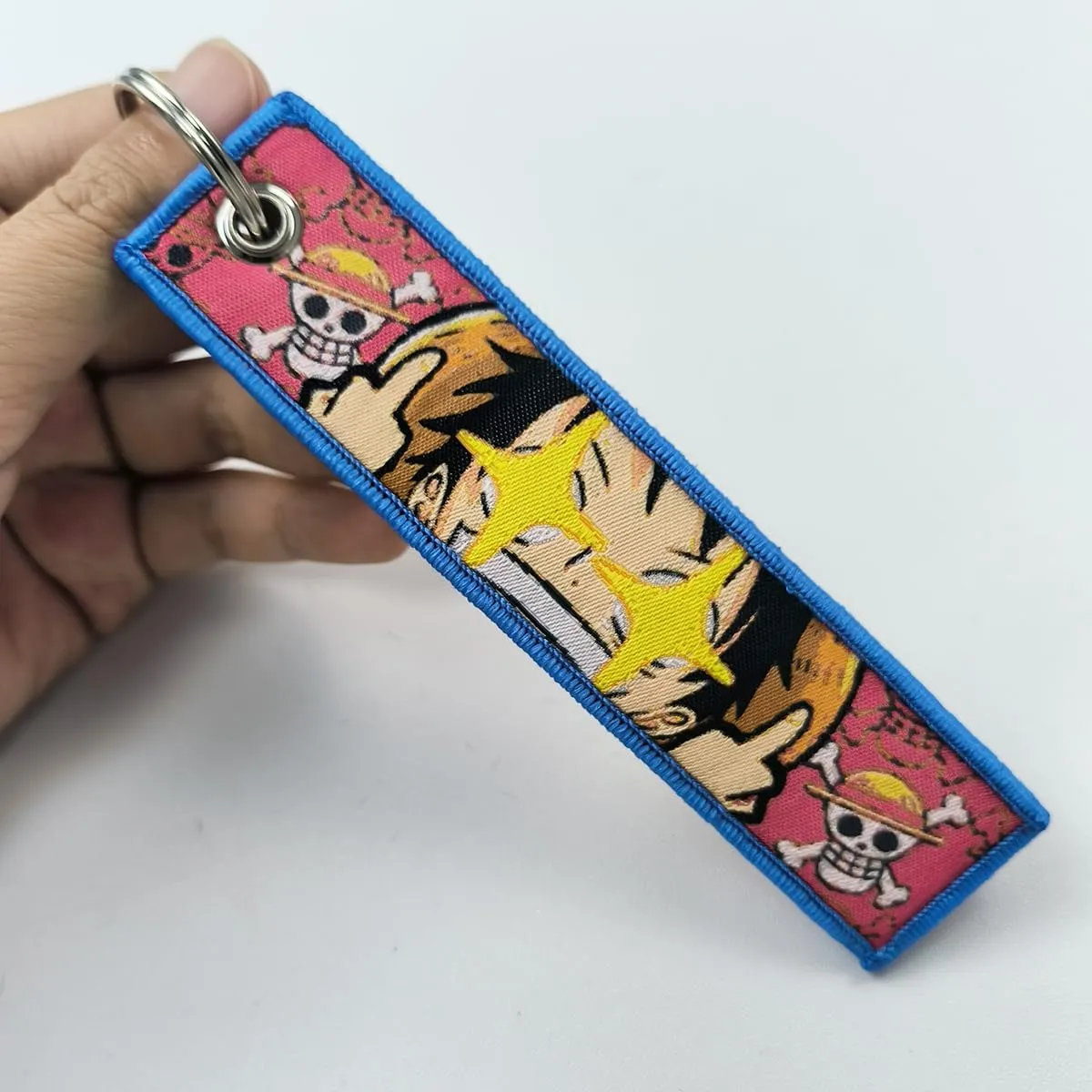 1 Pack Embroidered Anime Keychain Tag Jet Tag Key Chain with Key Ring - for Motorcycles,Car Anime Gifts