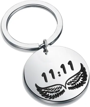 11:11 Angel Wing Keychain Make A Wish Gift Spiritual Jewelry