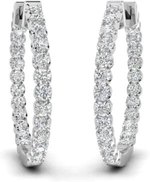 1/2 Carat LAB GROWN Round Cut Diamond U Prong Classic Hoop Earrings 10K/14K Gold Inside Out Diamond Huggie Earrings For Women (0.50Ctw, E-F-G Color, VS1-VS2 Clarity)