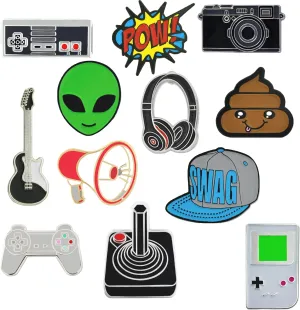 12 Pieces Boy's Room Enamel Pins Set Teen Lapel Pins - Collectible Pin Set for Backpacks or Hats