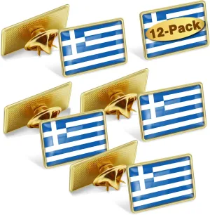12/24/50/100Pcs Greece Flag Lapel Pins Bulk - Metal Greek Brooch Badge Souvenir for Men Women Clothes Bags Hats