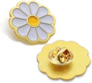 12/50/100Pcs Cute White Daisy Award Flower Enamel Lapel Pin 1 -For Faculty Nurses Girl Scout Clothes Bags Hats