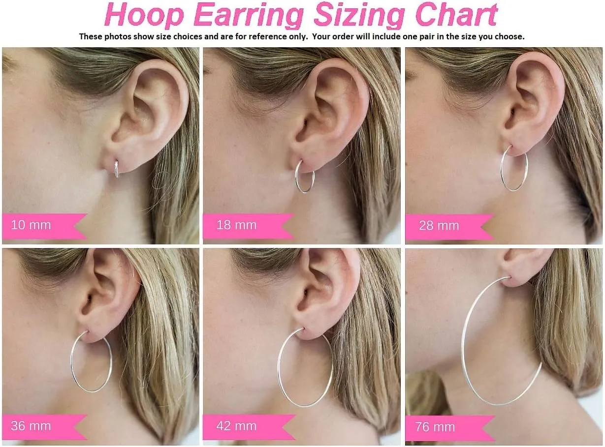 14K Gold Classic Real Hoop Earrings, (2mm Tube)