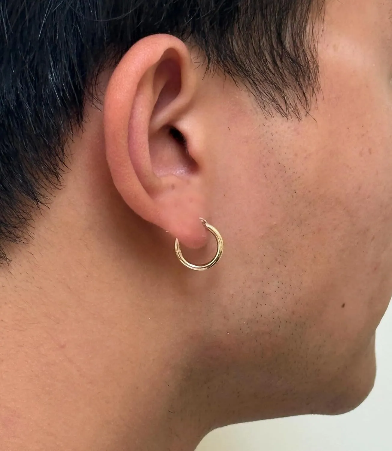 14K Gold Classic Real Hoop Earrings, (2mm Tube)