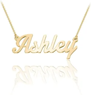 14k Gold Custom Name Necklace for Women 10k/14k/18k Solid Gold Personalized Nameplate Pendant Jewelry Gift for Mothers Day Nana Birthday Christmas Anniversary Engagement