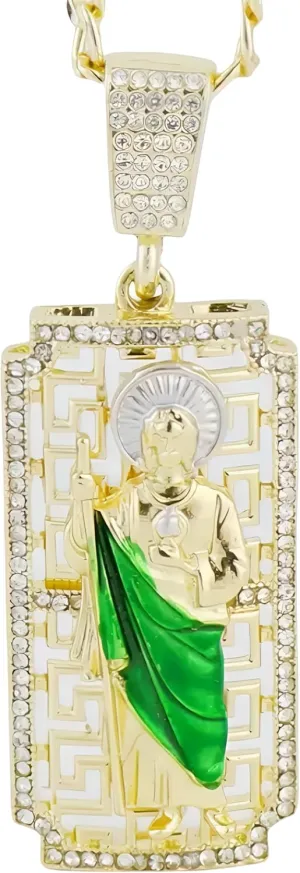14K Gold Filled San Judas Necklace For Women And Men - Vintage Saint Jude Necklace Religious Necklace Amulet, St. Jude Tadeo Medalla Cadena Oro Laminado, Catholic Religious Christian Jewelry