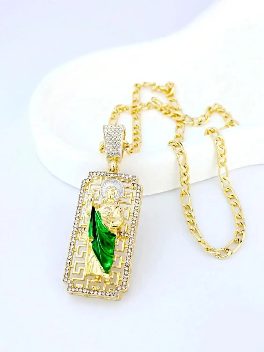 14K Gold Filled San Judas Necklace For Women And Men - Vintage Saint Jude Necklace Religious Necklace Amulet, St. Jude Tadeo Medalla Cadena Oro Laminado, Catholic Religious Christian Jewelry