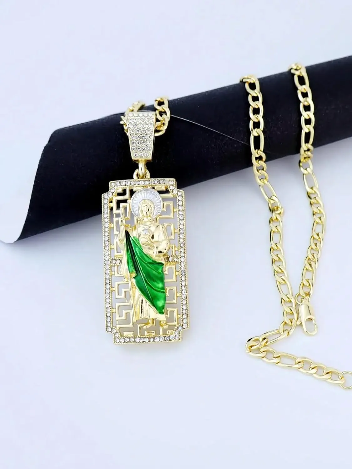 14K Gold Filled San Judas Necklace For Women And Men - Vintage Saint Jude Necklace Religious Necklace Amulet, St. Jude Tadeo Medalla Cadena Oro Laminado, Catholic Religious Christian Jewelry