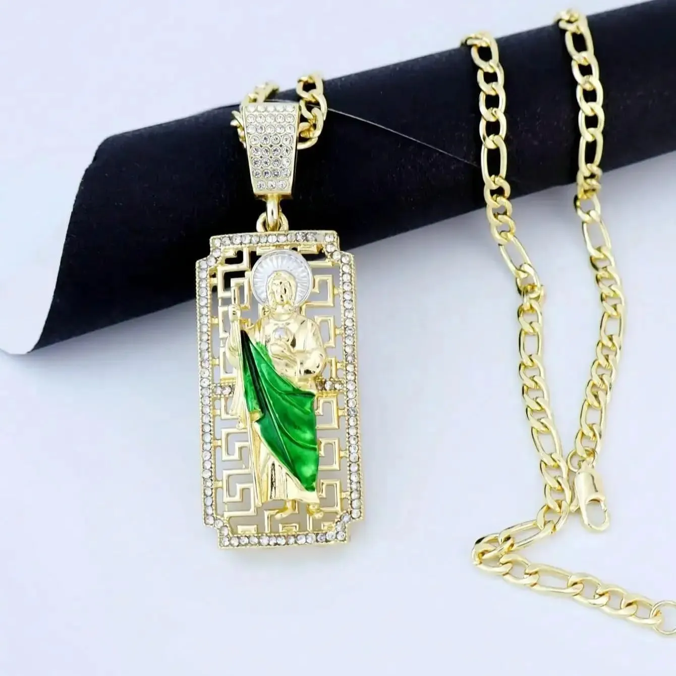 14K Gold Filled San Judas Necklace For Women And Men - Vintage Saint Jude Necklace Religious Necklace Amulet, St. Jude Tadeo Medalla Cadena Oro Laminado, Catholic Religious Christian Jewelry