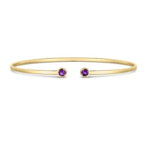 14k Gold Gemstone Open Cuff Bangle Bracelets