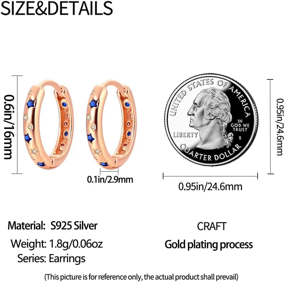 14K Gold Huggie Earrings Plated 925 Sterling Silver Earrings for Women Cubic Zirconia Hypoallergenic Hoop Earrings Fashion Jewelry for Women