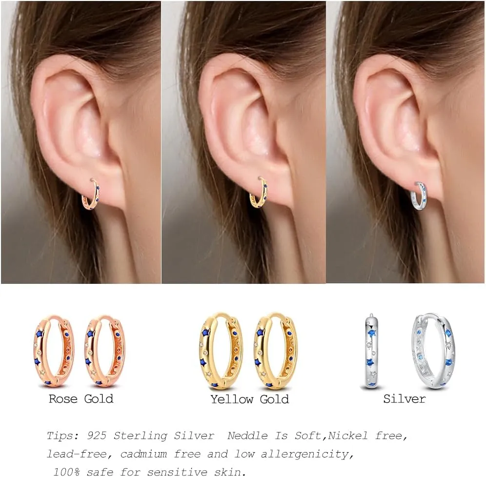14K Gold Huggie Earrings Plated 925 Sterling Silver Earrings for Women Cubic Zirconia Hypoallergenic Hoop Earrings Fashion Jewelry for Women