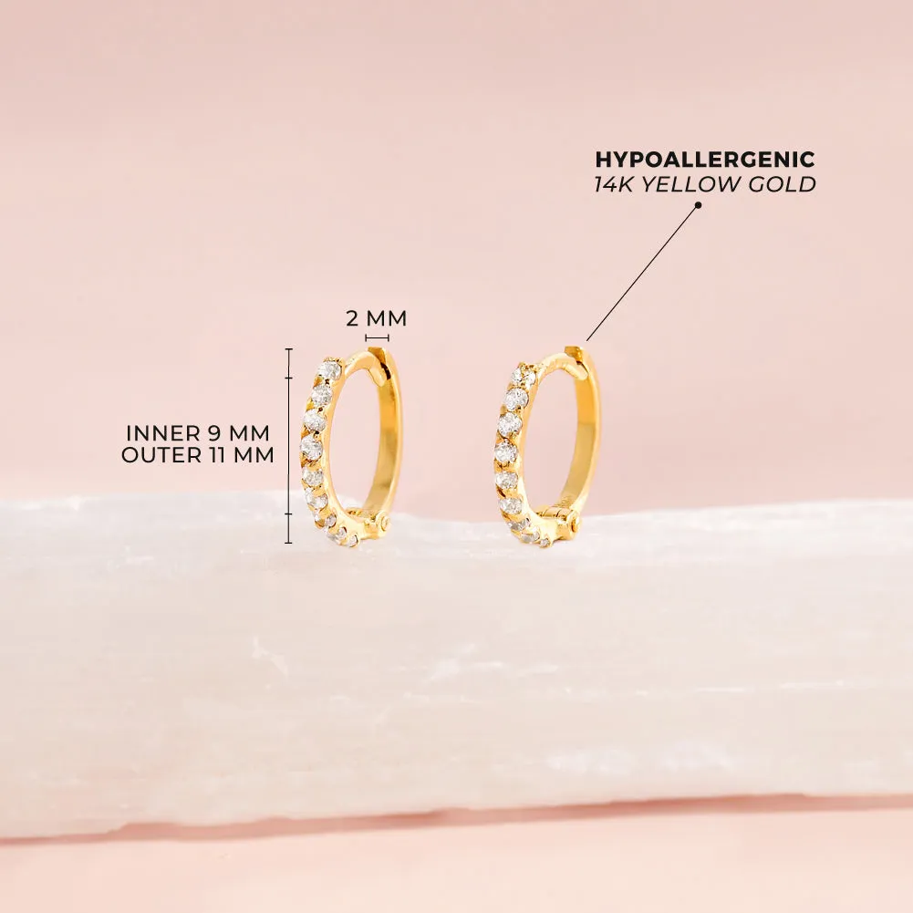 14k Gold Pave Classic Clear CZ Women's Earrings
