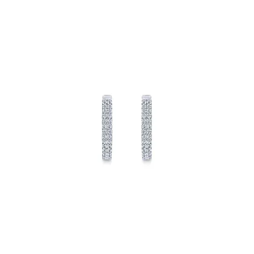 14K White Gold 10mm Diamond Classic Huggies