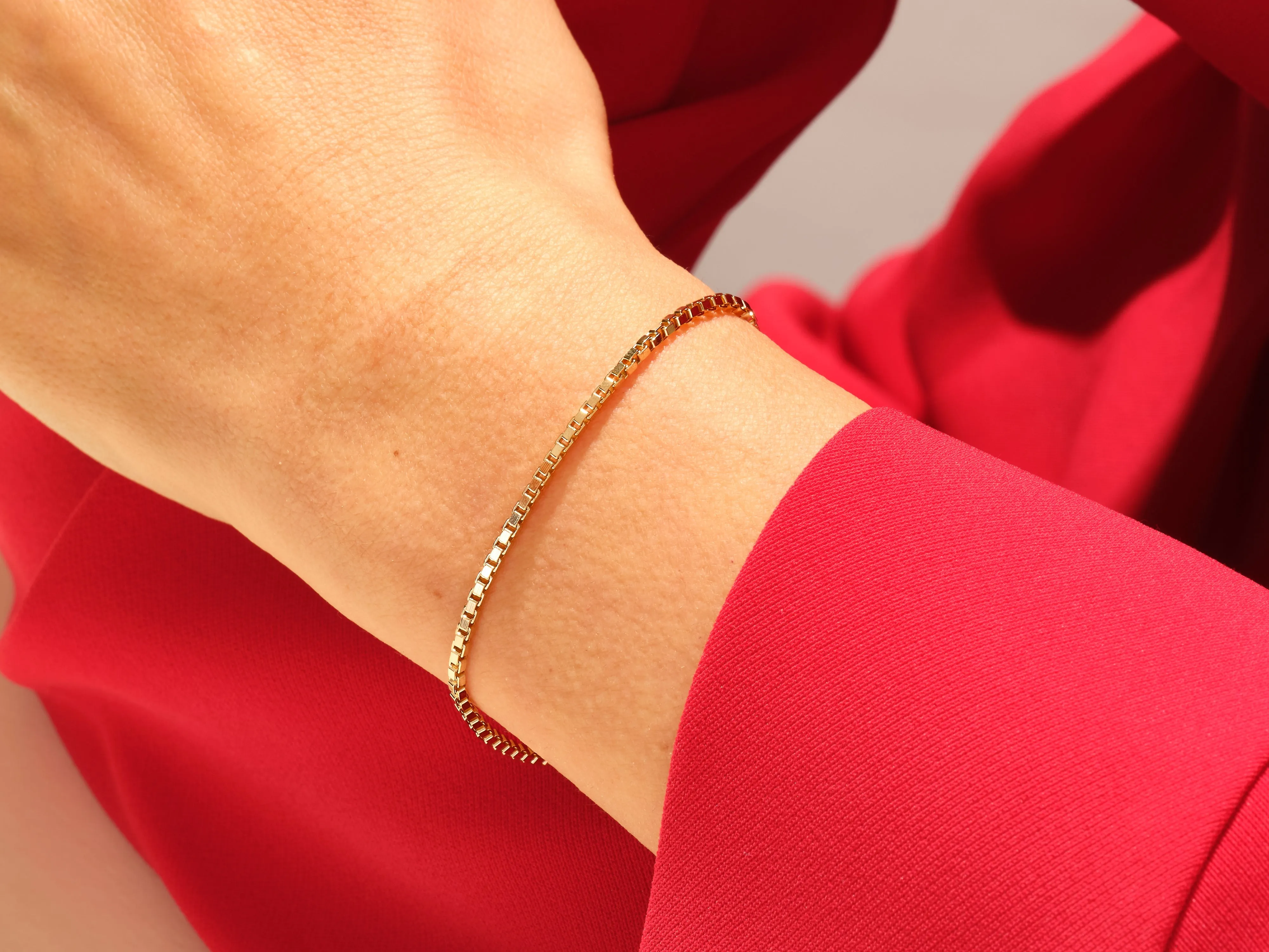 14k Yellow Gold 2.0mm Box Chain Bracelet