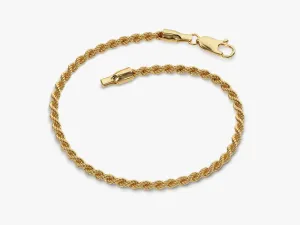 14k Yellow Gold 3.0mm Rope Chain Bracelet