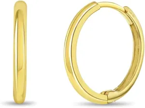 14k Yellow Gold Classic 11mm Polished Endless Hoop Earrings For Little Girls & Preteens - Endless Classic Gold Hoop Earrings for Young Girls Everyday Wear - Delicate Hoop Earrings for Girls