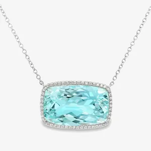 15.85CT Aquamarine Diamond Halo Necklace