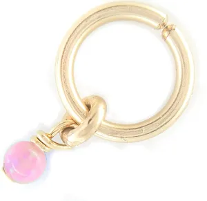 16g Belly Button Ring 14k Gold Filled Simple Seamless Navel Hoop Handmade 3mm Pink Opal Piercing Jewelry (7mm)