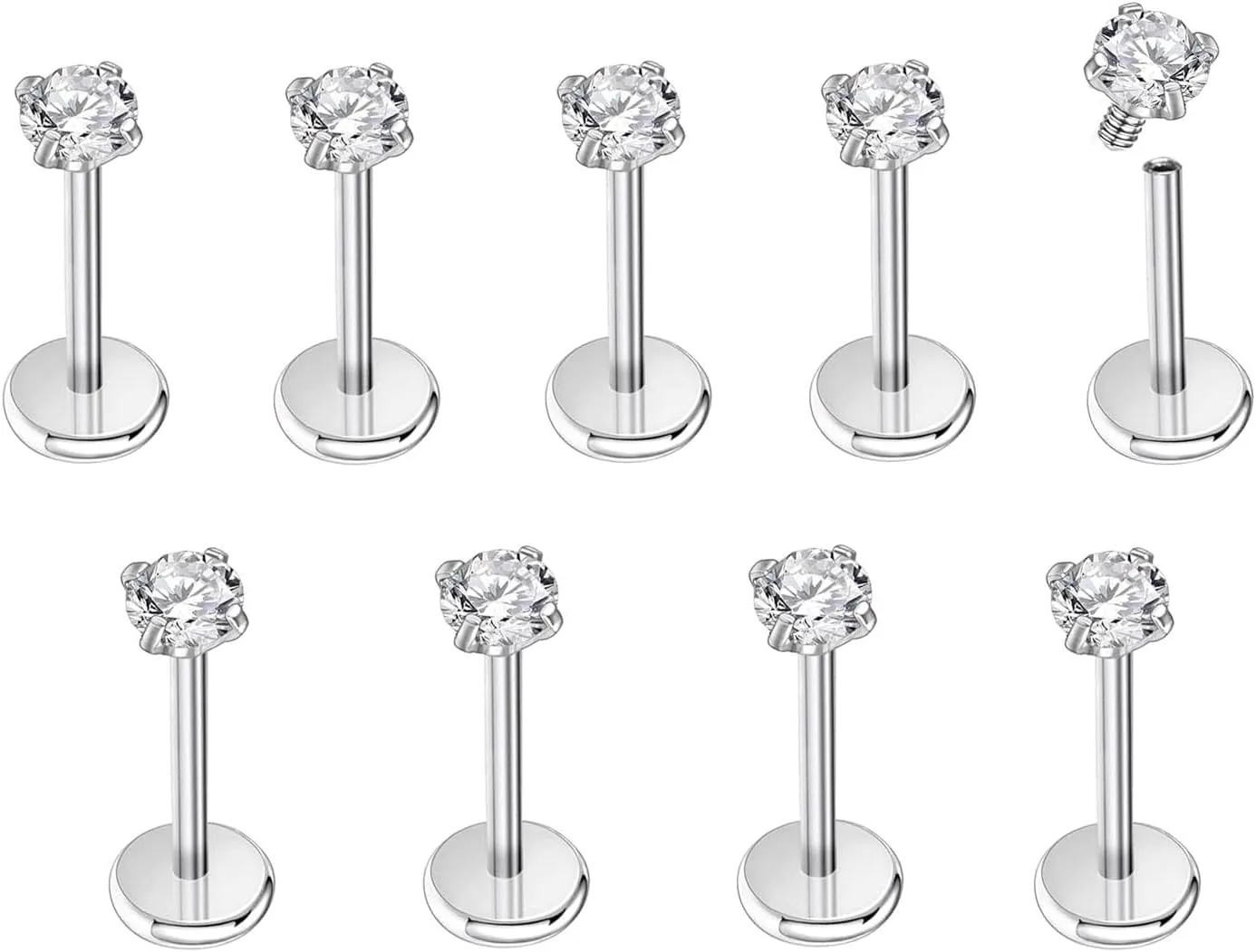 16G Labret Jewelry Internally Threaded Lip Nose Piercing Studs Medusa Ashely Piercing Jewelry Tragus Earring Studs