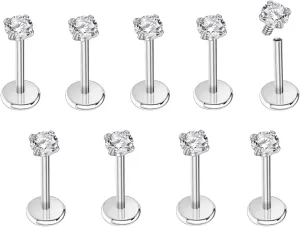 16G Labret Jewelry Internally Threaded Lip Nose Piercing Studs Medusa Ashely Piercing Jewelry Tragus Earring Studs