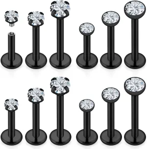 16G Lip Rings for Women Stainless Surgical Steel Labret Jewelry Monroe Lip Ring Medusa Piercing Jewelry Tragus Helix Cartilage Earring Piercing Jewelry for Women CZ 2MM 3MM 4MM 6 Pairs