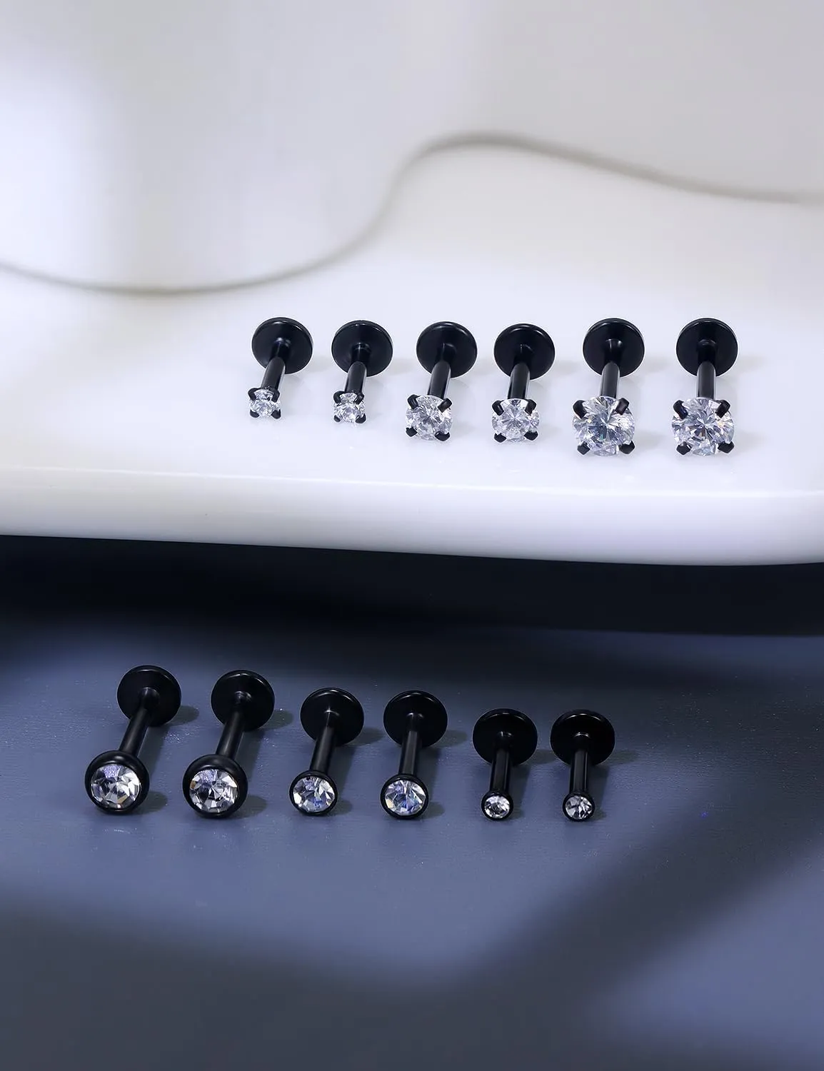 16G Lip Rings for Women Stainless Surgical Steel Labret Jewelry Monroe Lip Ring Medusa Piercing Jewelry Tragus Helix Cartilage Earring Piercing Jewelry for Women CZ 2MM 3MM 4MM 6 Pairs