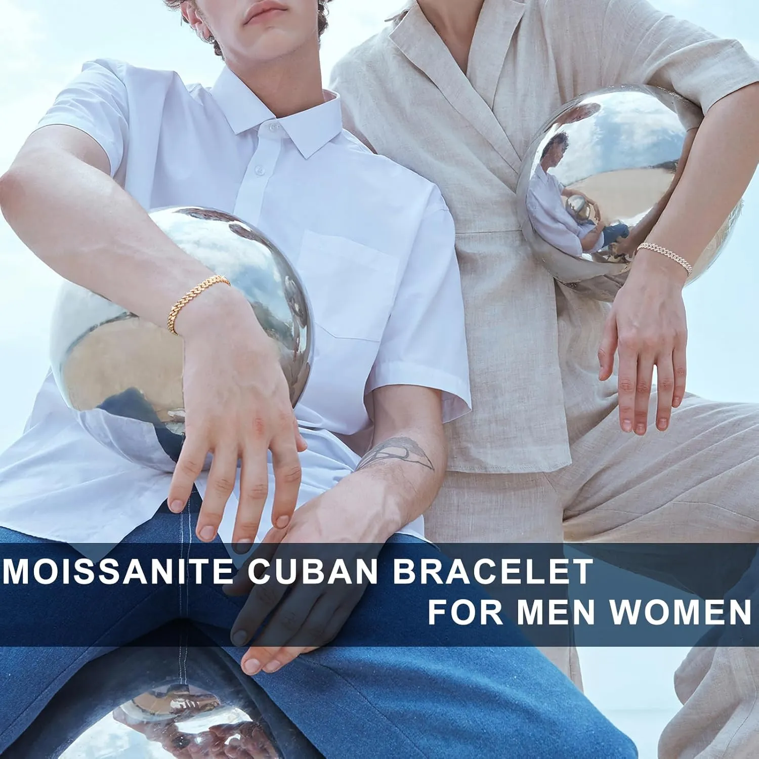 1.72-2.52 Carats Moissanite Bracelet for Men, 6MM Moissanite Cuban Bracelet 18K White Gold Plated 925 Sterling Silver Simulated Diamond Cuban Link Bracelet D Color VVS1 Round Cut Bling Iced Out Miami Link Bracelet w/ Box Clasp 6-9 Inch