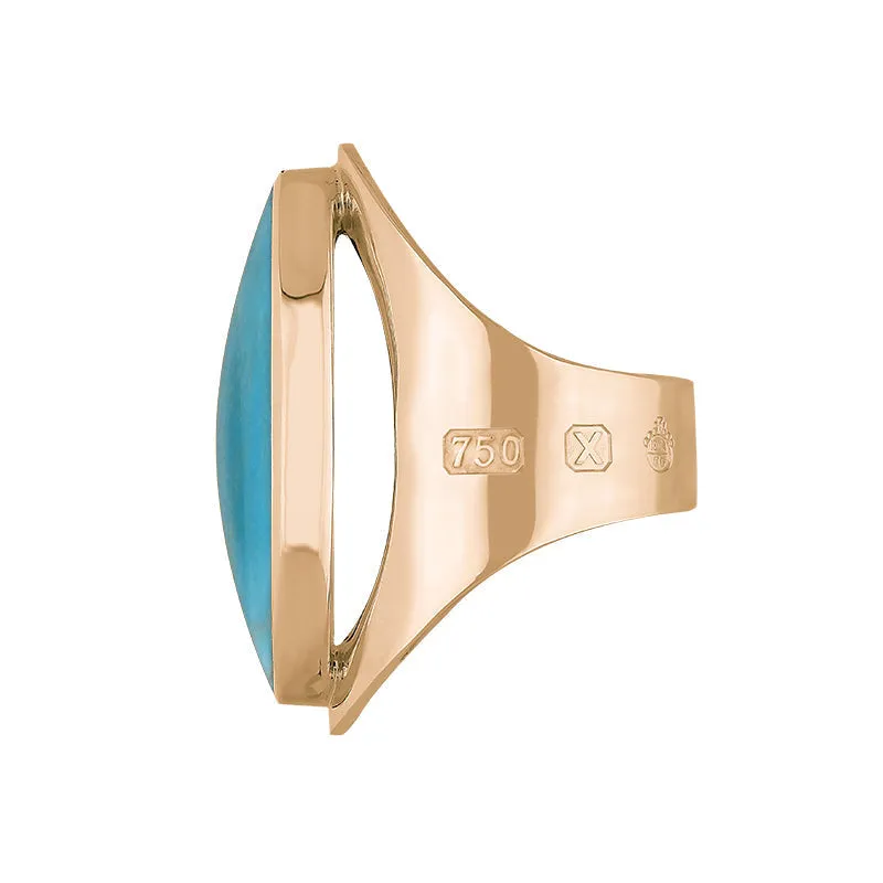 18ct Rose Gold Turquoise Queen's Jubilee Hallmark Large Oval Ring