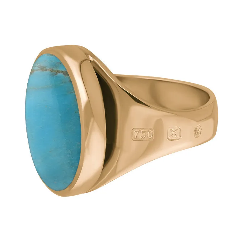 18ct Rose Gold Turquoise Queen's Jubilee Hallmark Small Round Ring