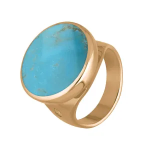 18ct Rose Gold Turquoise Queen's Jubilee Hallmark Small Round Ring