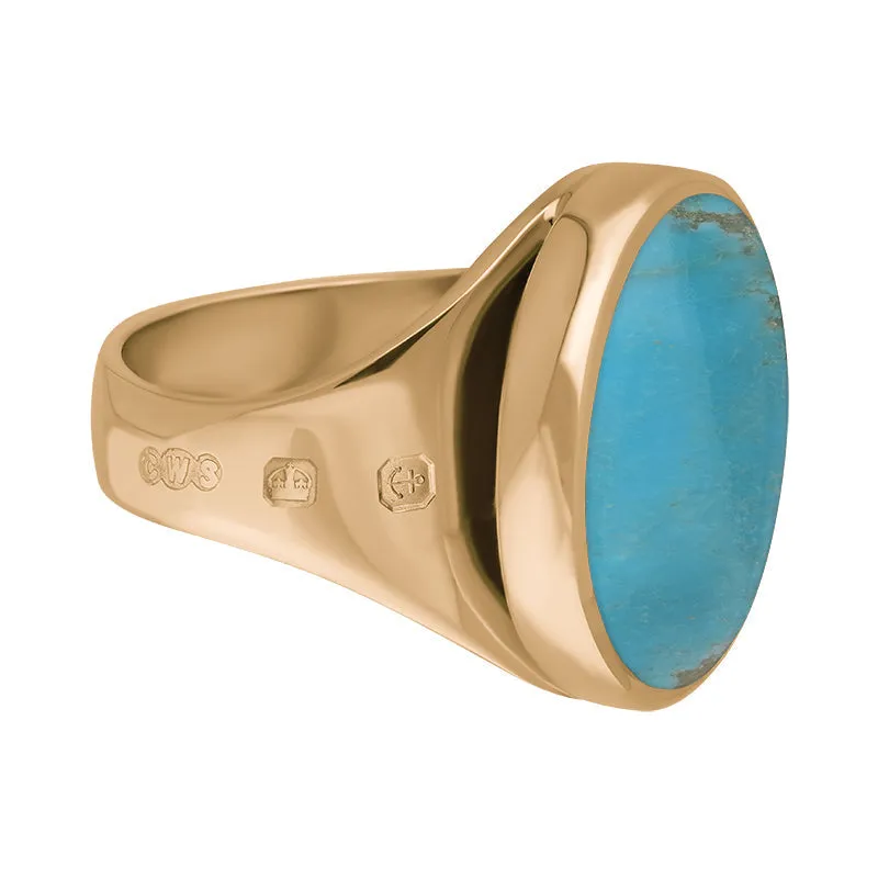 18ct Rose Gold Turquoise Queen's Jubilee Hallmark Small Round Ring