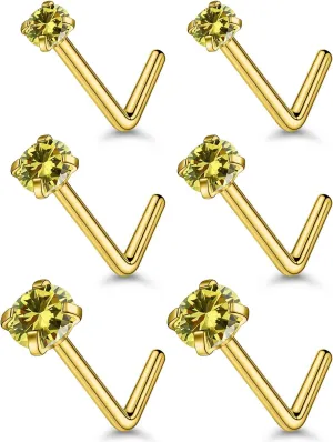 18G 20G 22G Stainless Surgical Steel Titanium Nose Rings Studs for Women L Shaped Nose Rings Screw Nose Studs Nostrial Piercing Jewelry for Women Men Silver Gold Black