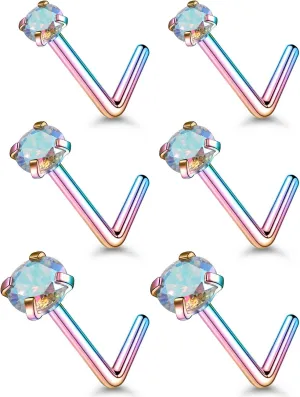18G 20G 22G Stainless Surgical Steel Titanium Nose Rings Studs for Women L Shaped Nose Rings Screw Nose Studs Nostrial Piercing Jewelry for Women Men Silver Gold Black