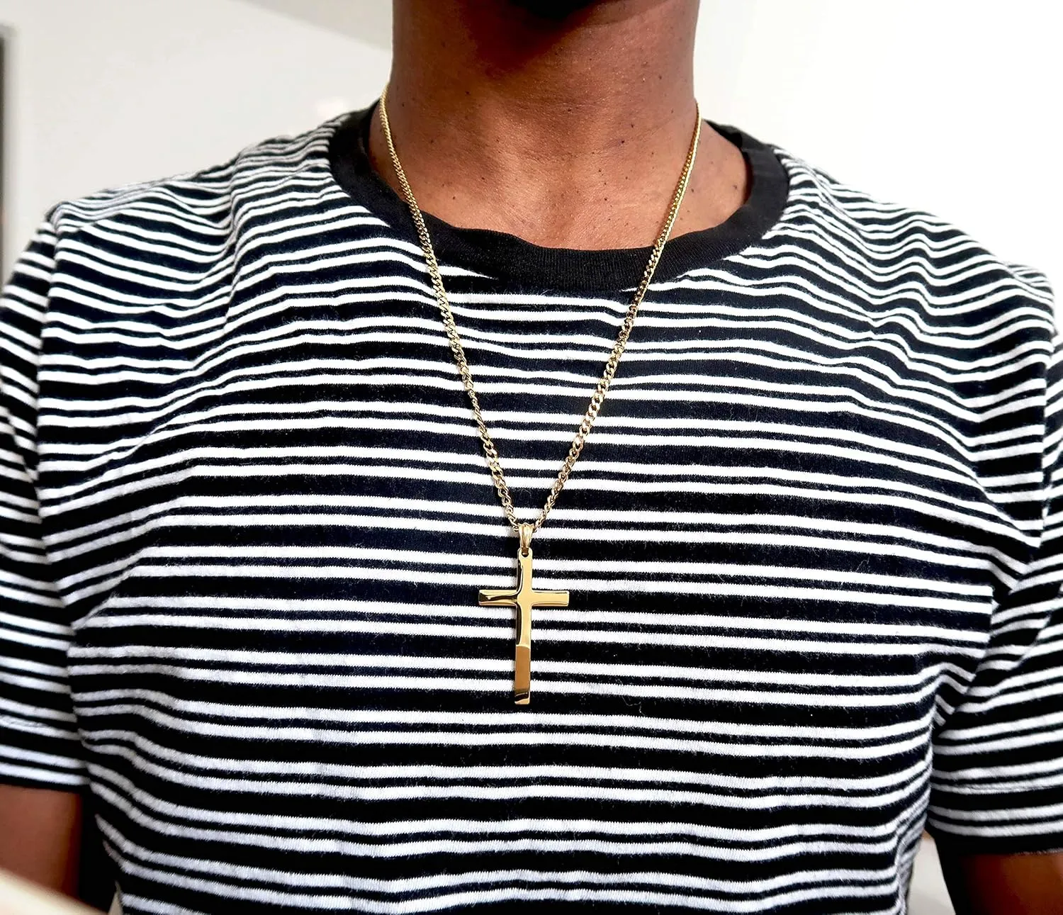 18K Gold Chain Style Cross Pendant Necklace Solid Clasp for Men,Women,Thin for Charms Miami Cuban Link Diamond Cut