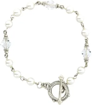 1928 Jewelry Women's Crystal And Faux Pearl Toggle Bracelet