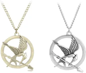 2 Pcs Hunger Games Necklace,Mockingjay Necklace,Anime Necklaces with Mockingjay Pendant,Anime Movies Cosplay Jewelry Accessories Charm Gifts for Man Women Friends