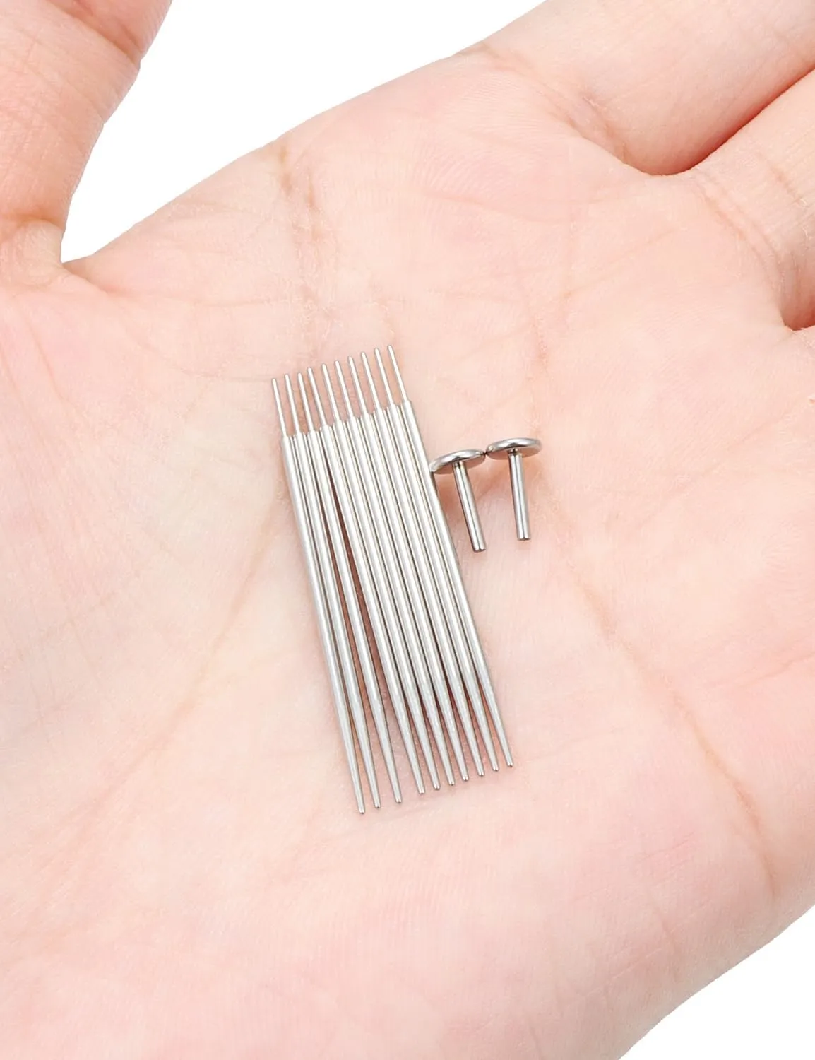20/18G Threadless Nose Ring Earring Piercing Changing Tool Straight/Curved Surgical Steel