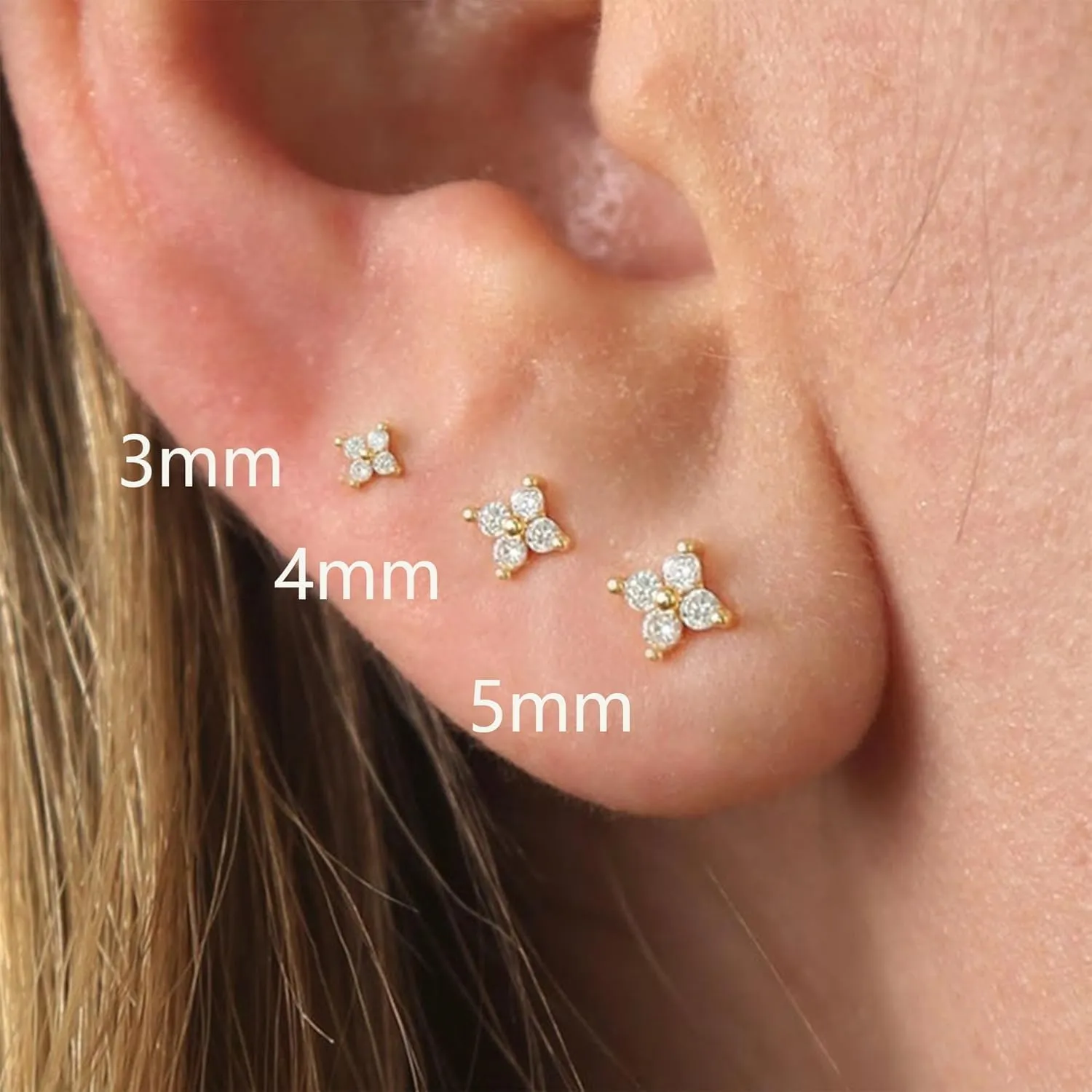 3 Pair Small Gold Cartilage Earrings Set for Women, Huggie Hoop Earrings Conch Helix Jewelry as Gold Earrings for Multiple Piercing, Tiny Stud Earrings as Cute Jewelry for Woman Daily Wear