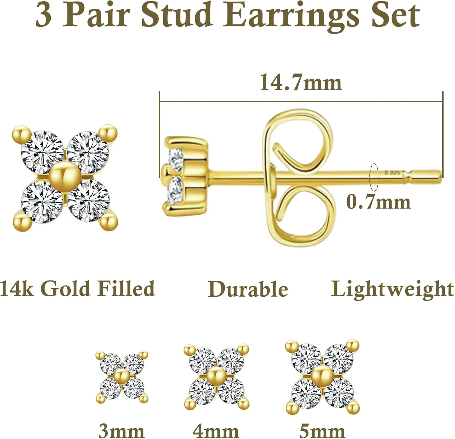 3 Pair Small Gold Cartilage Earrings Set for Women, Huggie Hoop Earrings Conch Helix Jewelry as Gold Earrings for Multiple Piercing, Tiny Stud Earrings as Cute Jewelry for Woman Daily Wear