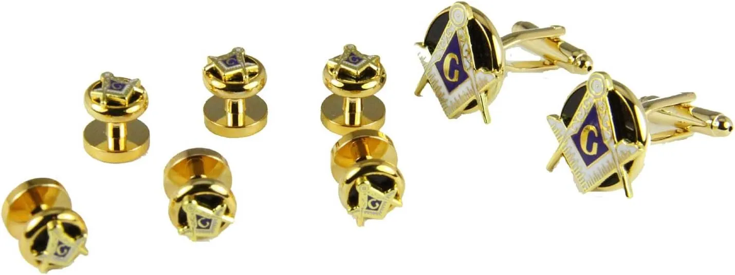 4031831 Mason Tuxedo Studs Cufflink Set Masonic Cuff Links Freemason Scottish Rite