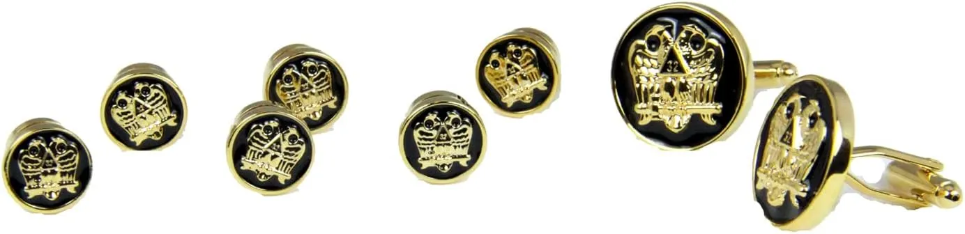 4031832 Scottish Rite Tuxedo Stud Set Cufflinks Mason 32nd Degree Wings Down Masonic Freemason