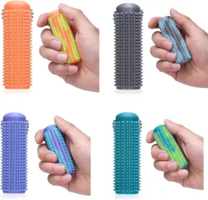 4PCS Little Ouchies Fidget Keychain for Adults,Spiky Grippie Stim Sensory Toy | Pain Relief & Anxiety Stress Relief |Tactile Fidget for ADHD,Focus & Venting | Color-Changing (30C) & Glow in Dark