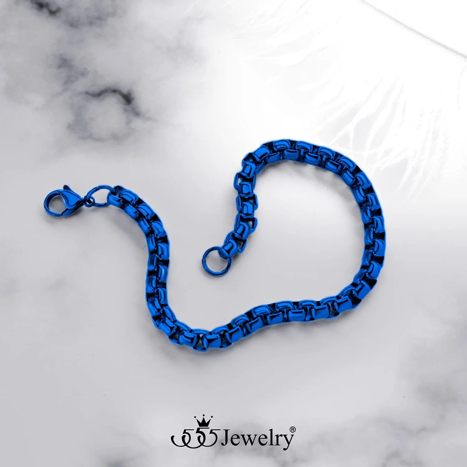 555Jewelry 5mm Stainless Steel Box Chain Bracelet for Men & Women, 6.5 to 9 Inch