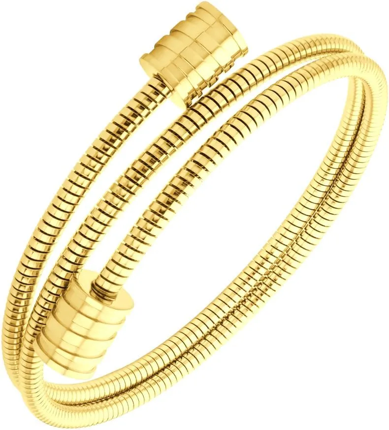555Jewelry Adjustable Spiral Coil Wire Wrap Bangle Cuff Bracelet for Men & Women