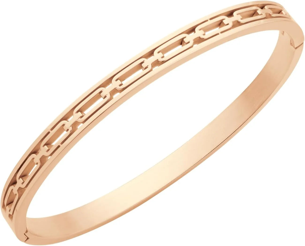 555Jewelry Stainless Steel Hinged Chain Pattern Bangle Bracelet for Women & Men