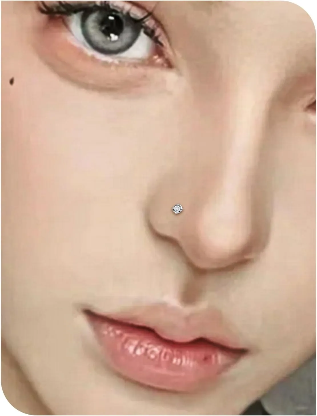 6 Pcs 18G 20G Surgical Steel Nose Rings Studs for Women Opal Nose Rings Diamond CZ Nose Studs L Shaped Nose Nostril Piercing Jewelry Hypoallergenic